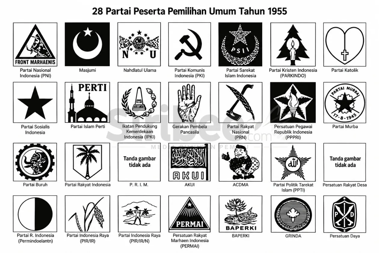 Partai Politik Peserta Pemilu 1955 dan Hasil Perolehan Kursi DPR